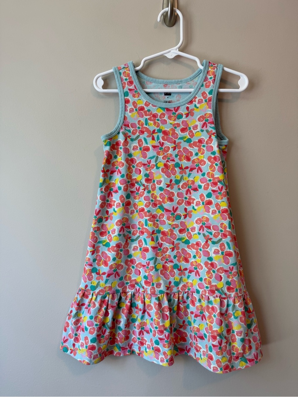 Tea Collection Floral Tank Dress Size 4 | Mint Blue Pink | Drop Waist VGUC